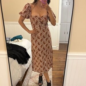 Elegant Brown Patterned Dress